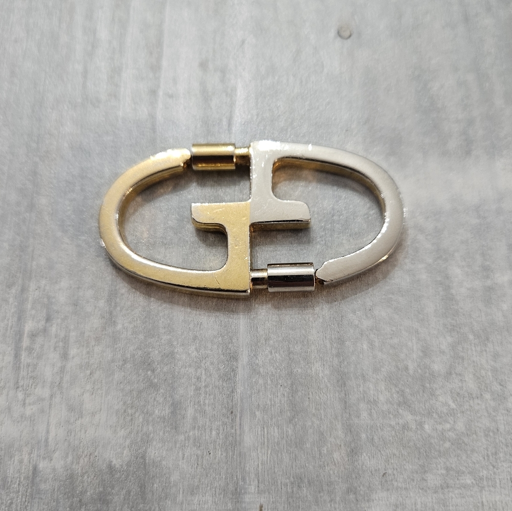Vintage Gucci Two Tone Gold/Silver Key Fob Made in Italy